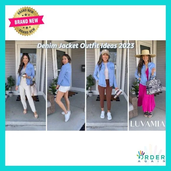 Stretch Fitted Denim Jacket Long Sleeve Button Down Chic Retro Y2K